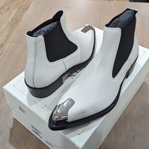 BNIB Alexander McQueen White Punk Chelsea Boots Size 44
